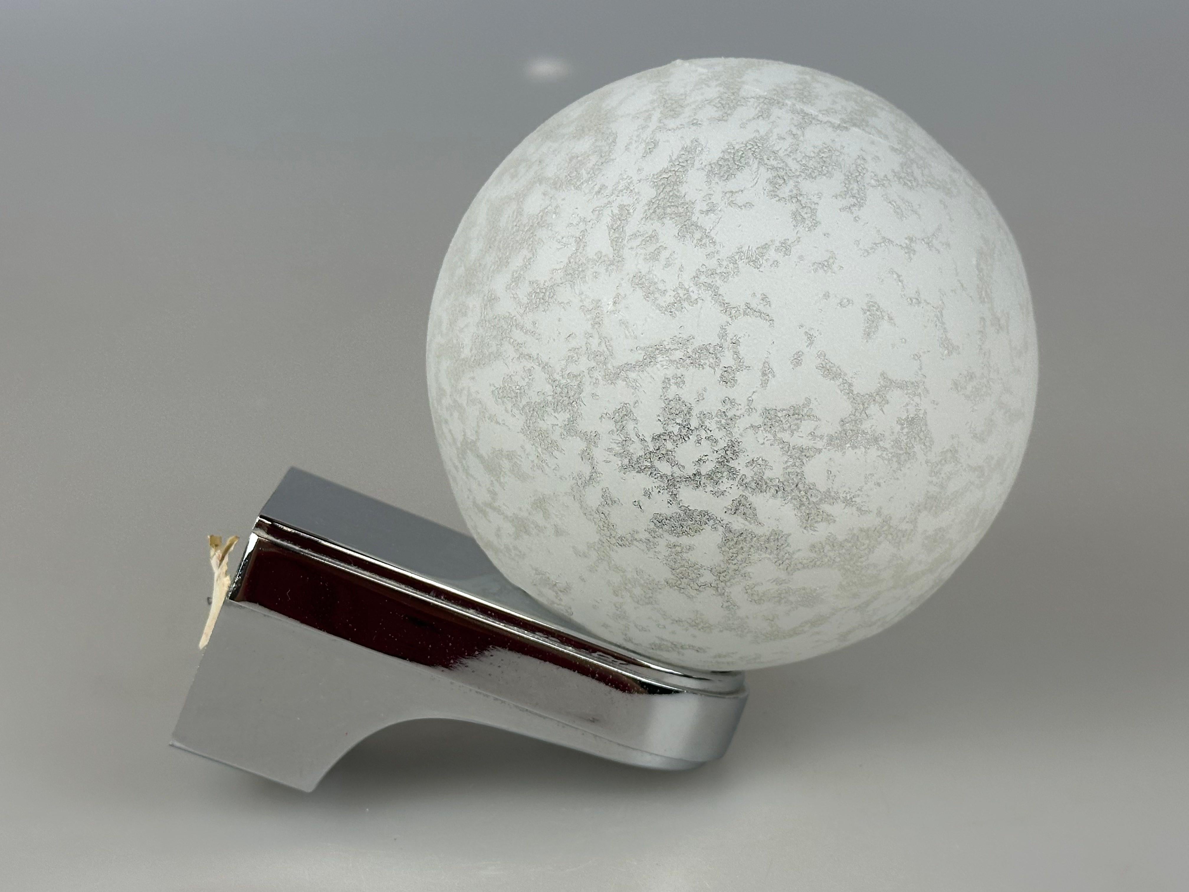German 1960s/70s Wall Lamp, Globe Lamp, Metal, Chrome & Glass, Space Age Design For Sale