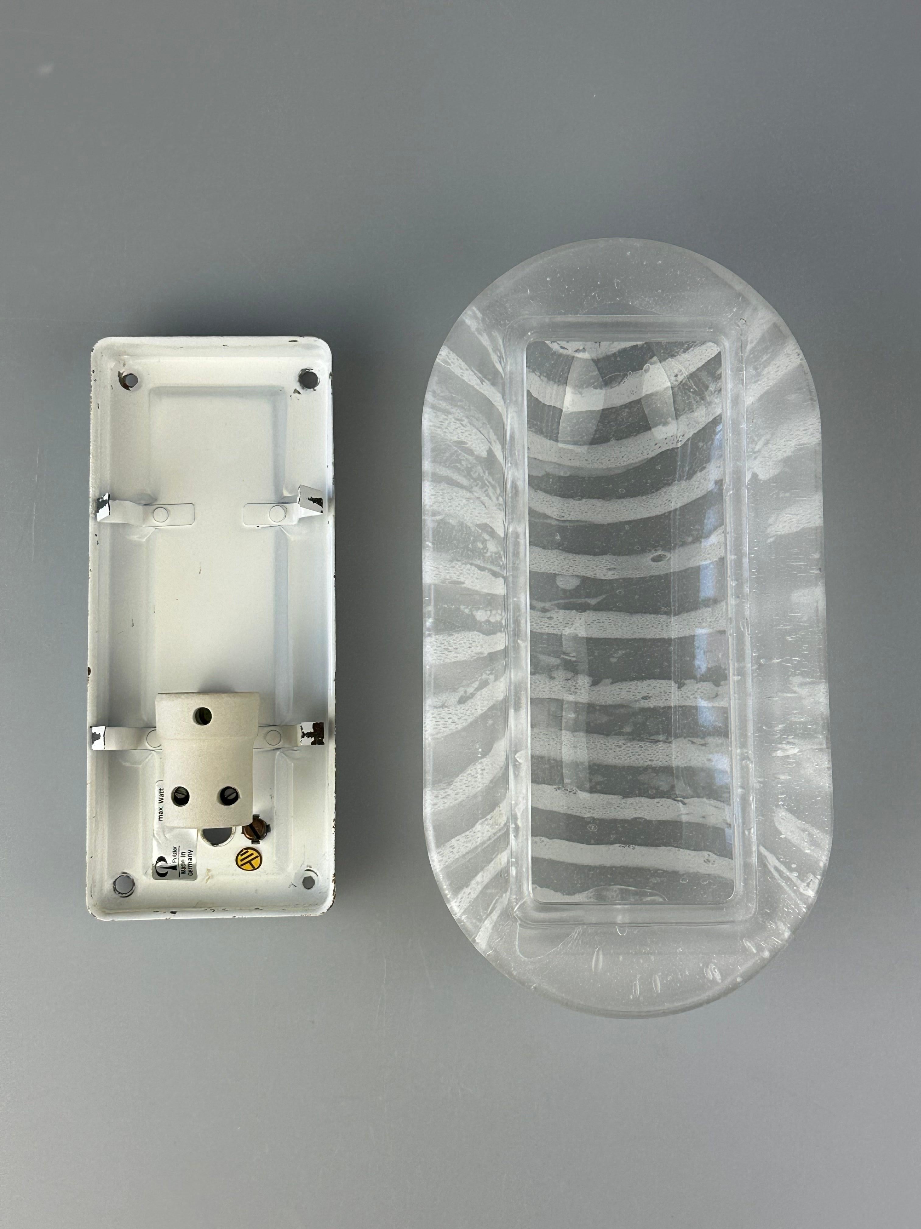 1960s/70s Wall Lamp Peill & Putzler Germany Glass & Metal Space Age Design For Sale 9