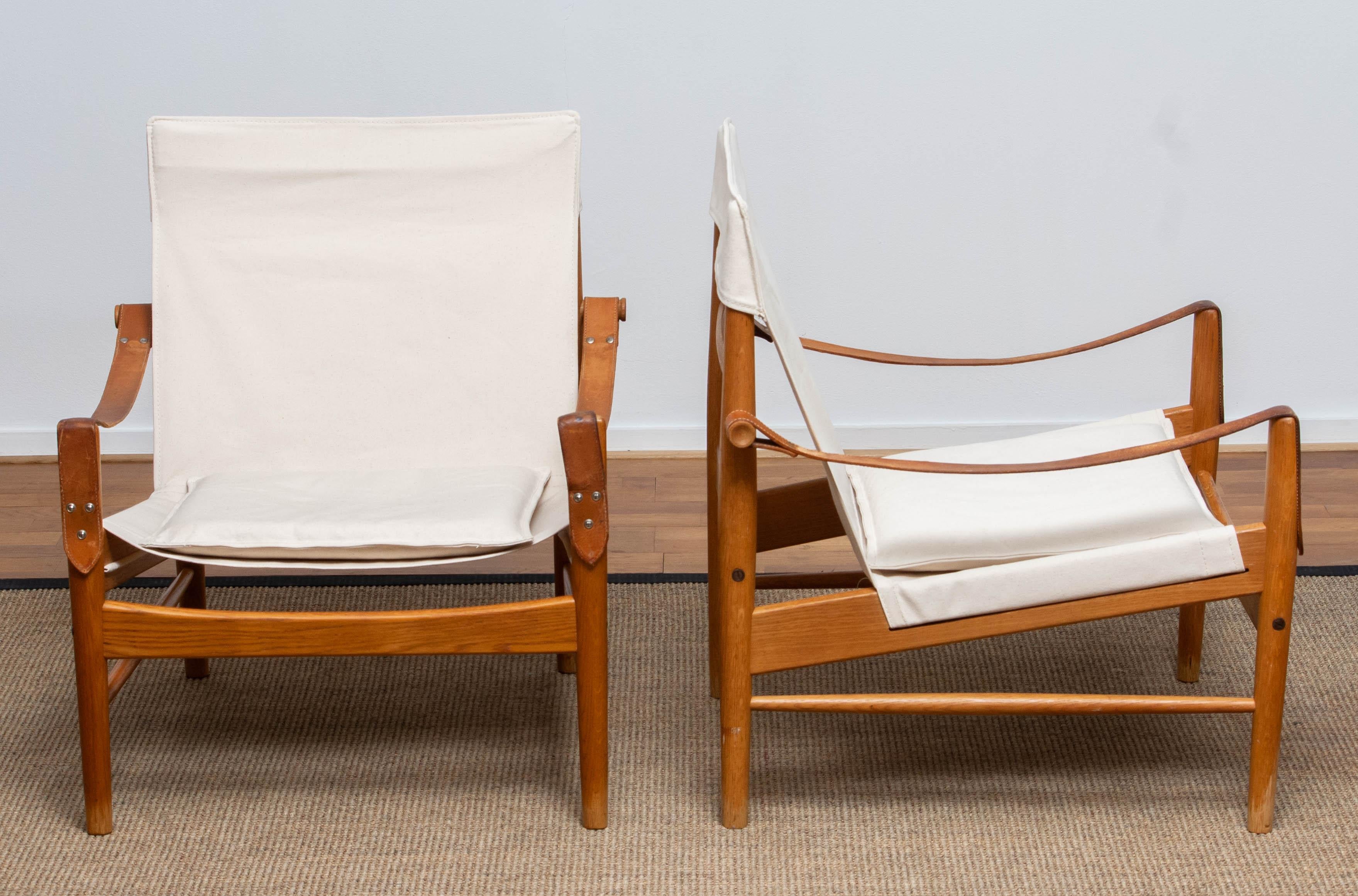 1960s, a Pair of Safari Chairs by Hans Olsen for Viska Möbler in Kinna, Sweden 2