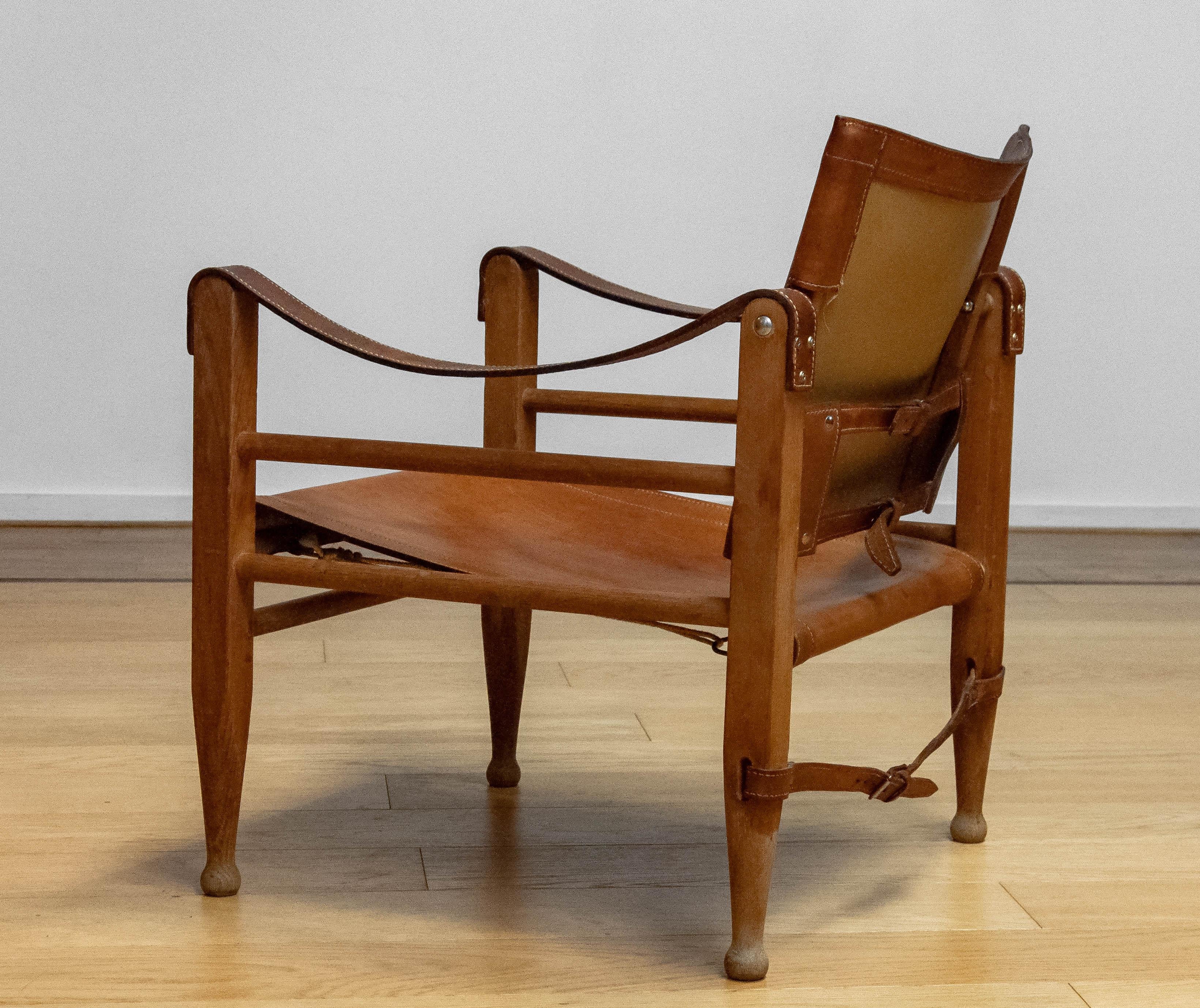 1960s Aage Bruun & Son Cognac / Tan Brown Leather Safari Chair.  4