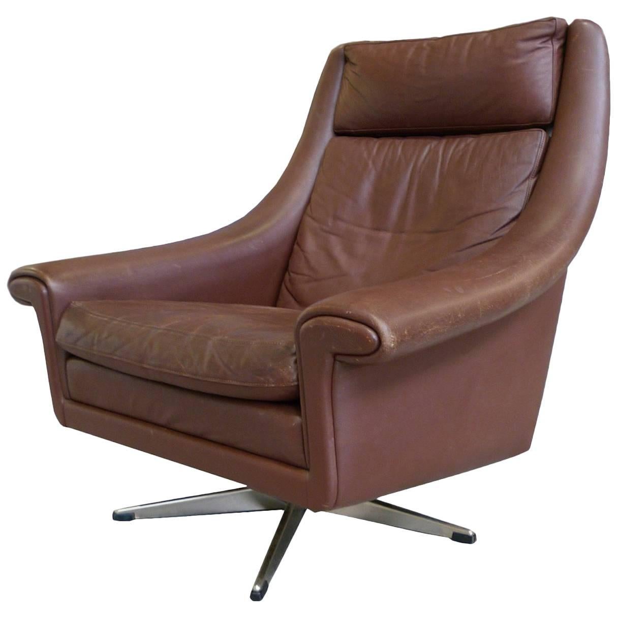 1960s Aage Christensen Model Ambassador Leather Lounge Chair