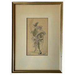 1930s Aaron Sopher New Yorker Original Art Ladies Shopping Ink Wash Watercolor