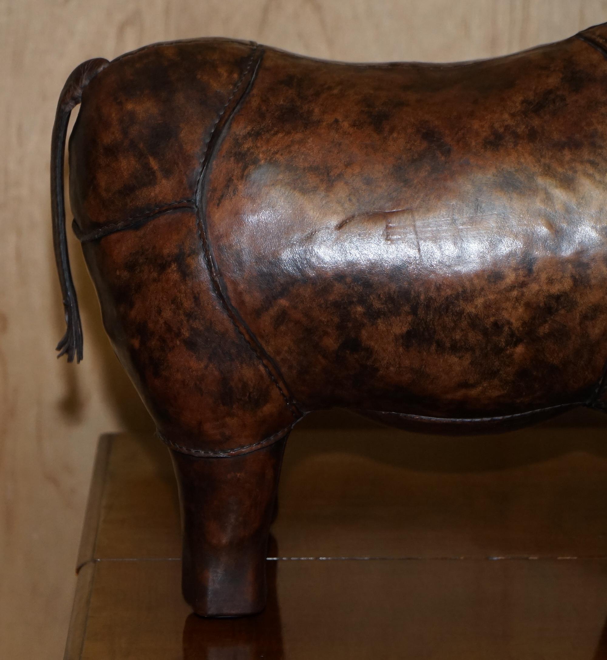 Mid-Century Modern 1960's Abercrombie & Fitch Dimitri Omersa Rhinoceros Brown Leather Footstool