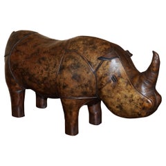 1960 Abercrombie & Fitch Dimitri Omersa Rhinoceros Tabouret en cuir Brown