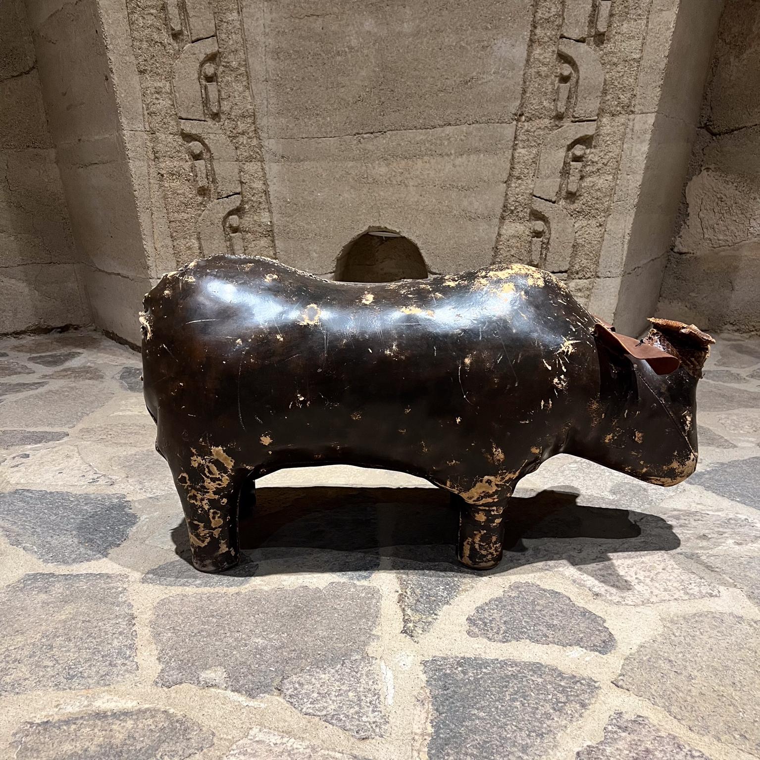 Otomana de piel de rinoceronte estilo Abercrombie & Fitch de los años 60 Dimitri Omersa Cuero en venta