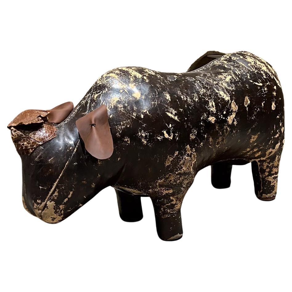 Otomana de piel de rinoceronte estilo Abercrombie & Fitch de los años 60 Dimitri Omersa