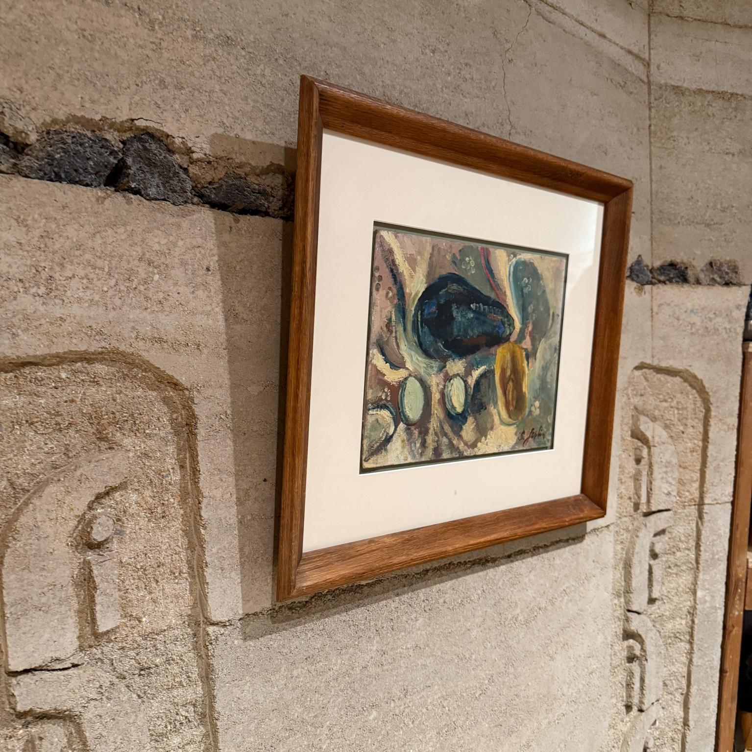 Abstrakte Kunst Aubergine Stillleben, Ölgemälde, signiert, 1960er Jahre (Moderne der Mitte des Jahrhunderts) im Angebot