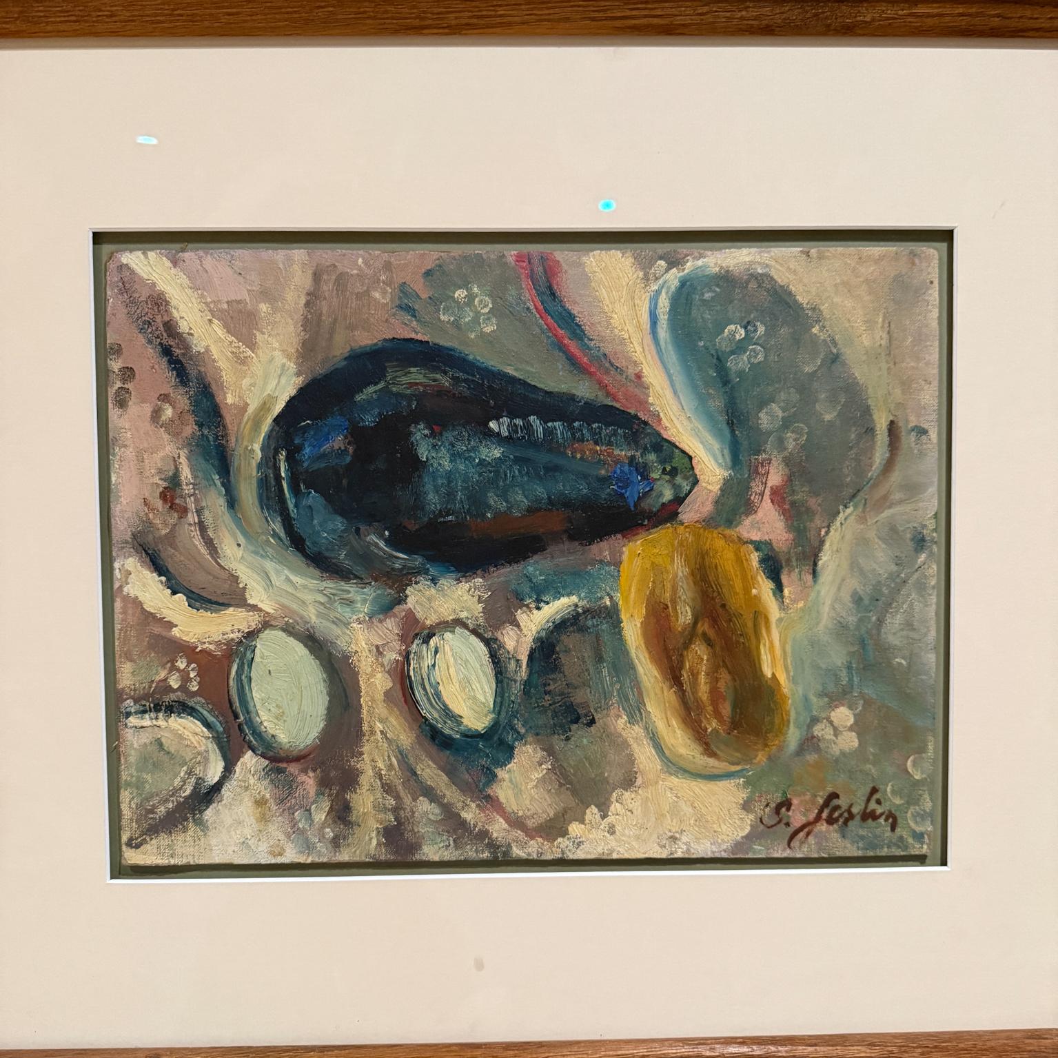 Abstrakte Kunst Aubergine Stillleben, Ölgemälde, signiert, 1960er Jahre (amerikanisch) im Angebot
