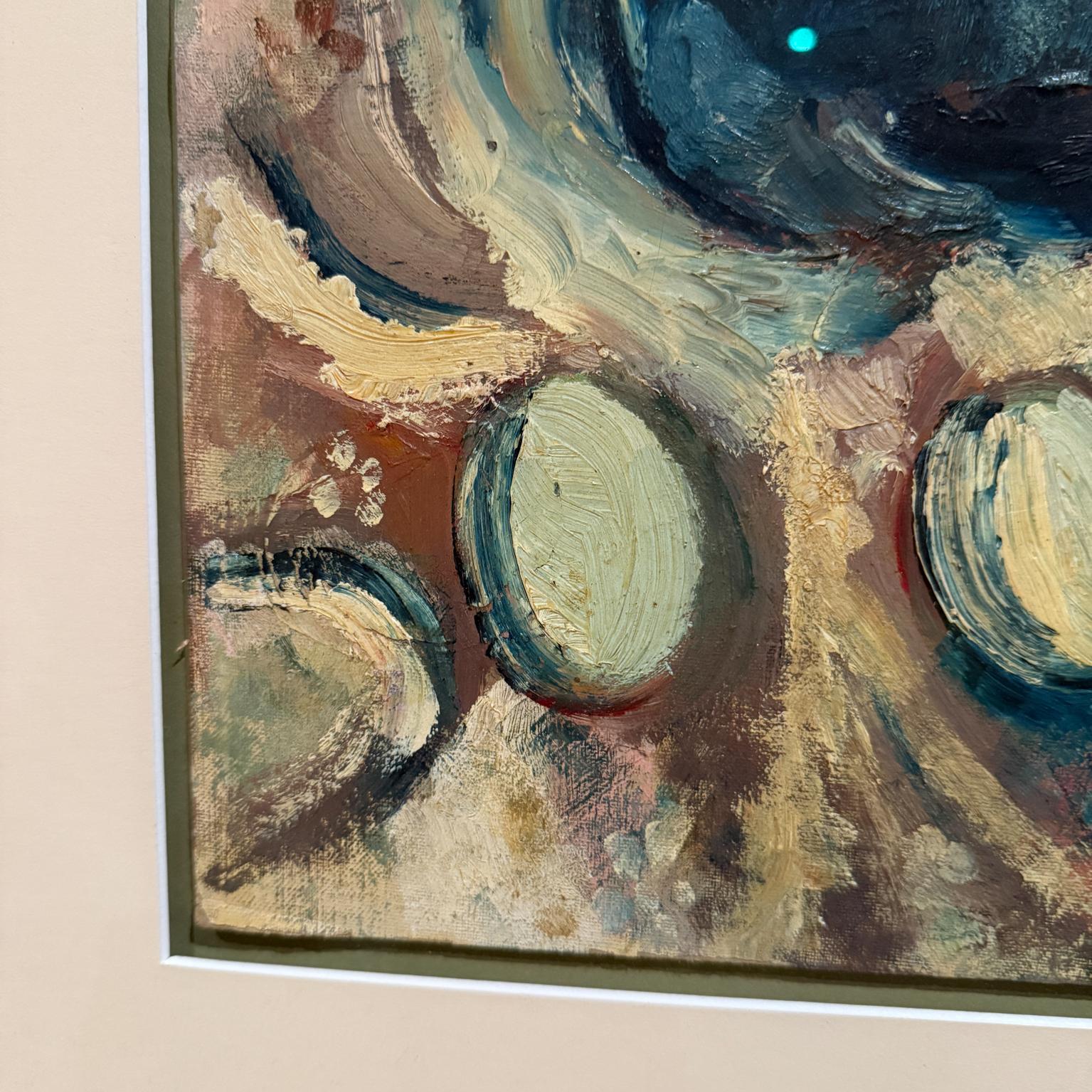 Abstrakte Kunst Aubergine Stillleben, Ölgemälde, signiert, 1960er Jahre im Angebot 1