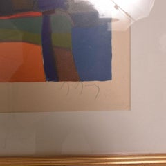 1960s Abstract French Art Still Life Color Lithograph Marcel Mouly