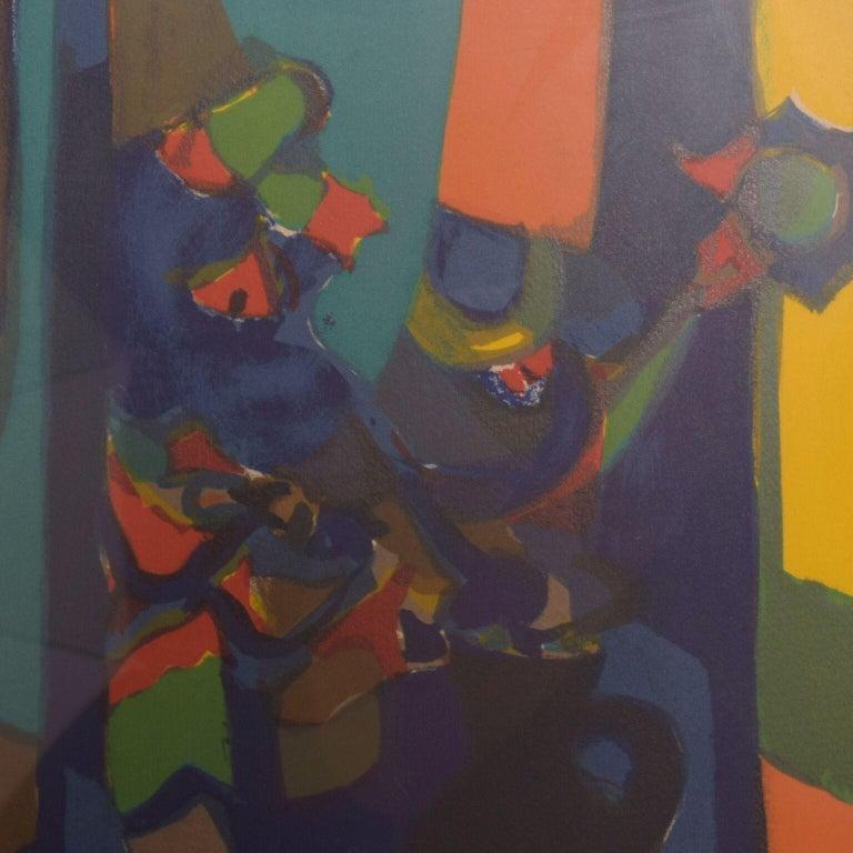 Carta 1960 Arte astratta francese Natura morta litografia a colori Marcel Mouly in vendita