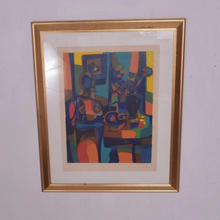 1960s Abstract French Art Still Life Color Lithograph Marcel Mouly en vente 2