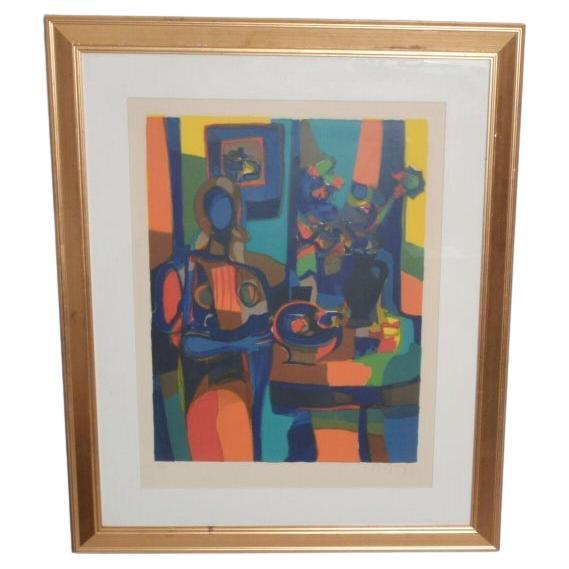 1960s Abstract French Art Still Life Color Lithograph Marcel Mouly en vente