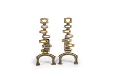 1960's Abstract Bronze Andirons