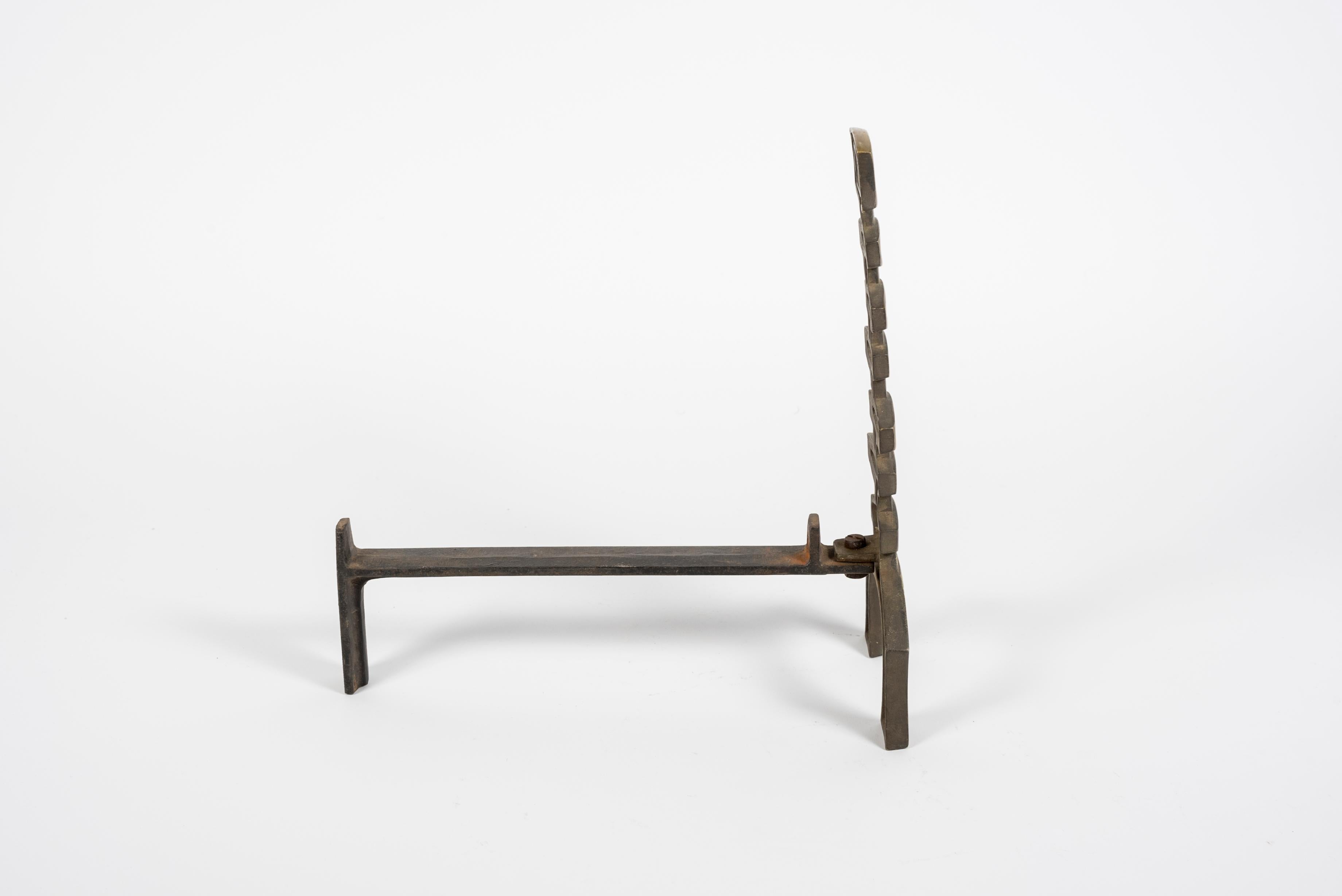 1960's Abstract Bronze Andirons In Good Condition For Sale In Bois-Colombes, FR