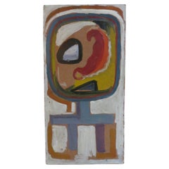 1960s Abstract Cubist Oil Painting Picasso Style Mid-century