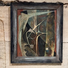 1960s Abstract Expressionism Artwork Oil Painting signed Worthington