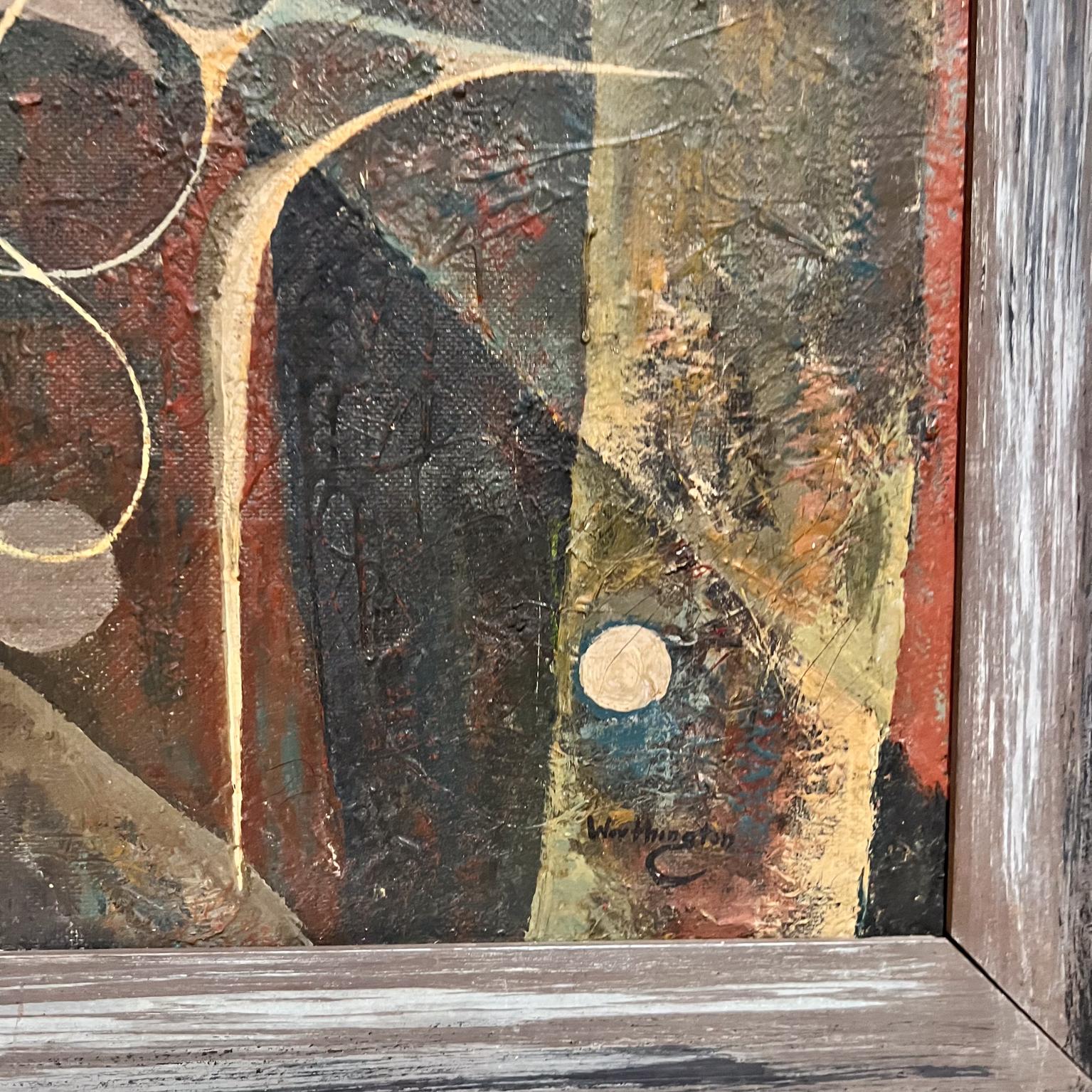 Americano 1960 Espressionismo astratto Pittura ad olio firmata Worthington in vendita