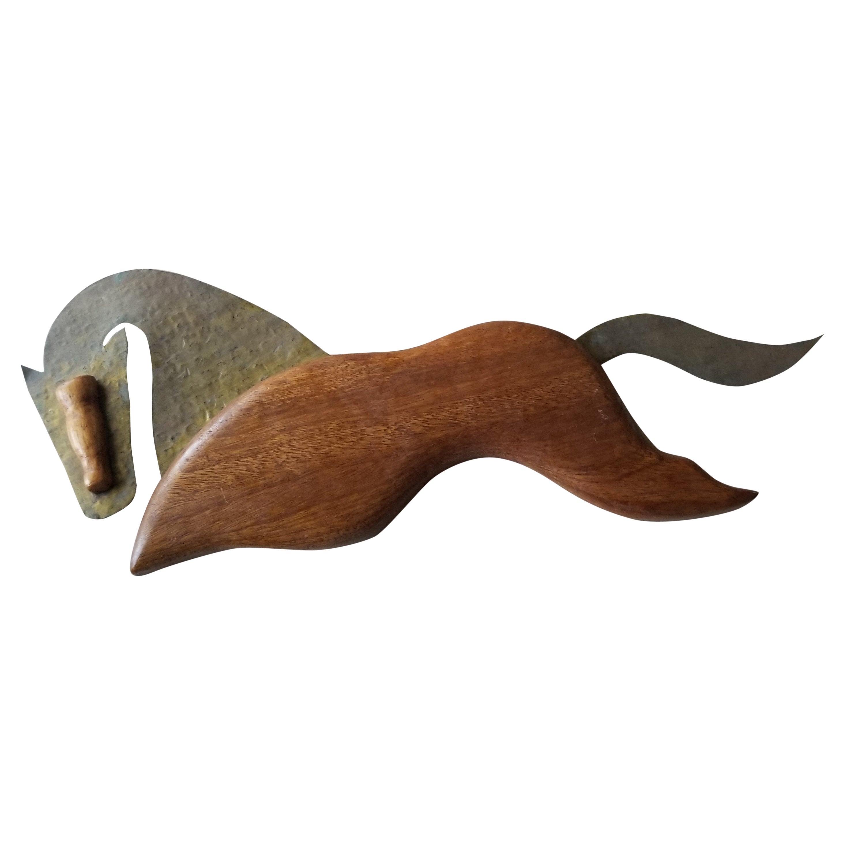 1960s Abstract Horse Sculpture Hanging Wall Art Wood 
Metal Modern Plaque