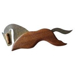1960s Abstract Horse Sculpture Hanging Wall Art Wood 
Metal Modern Plaque