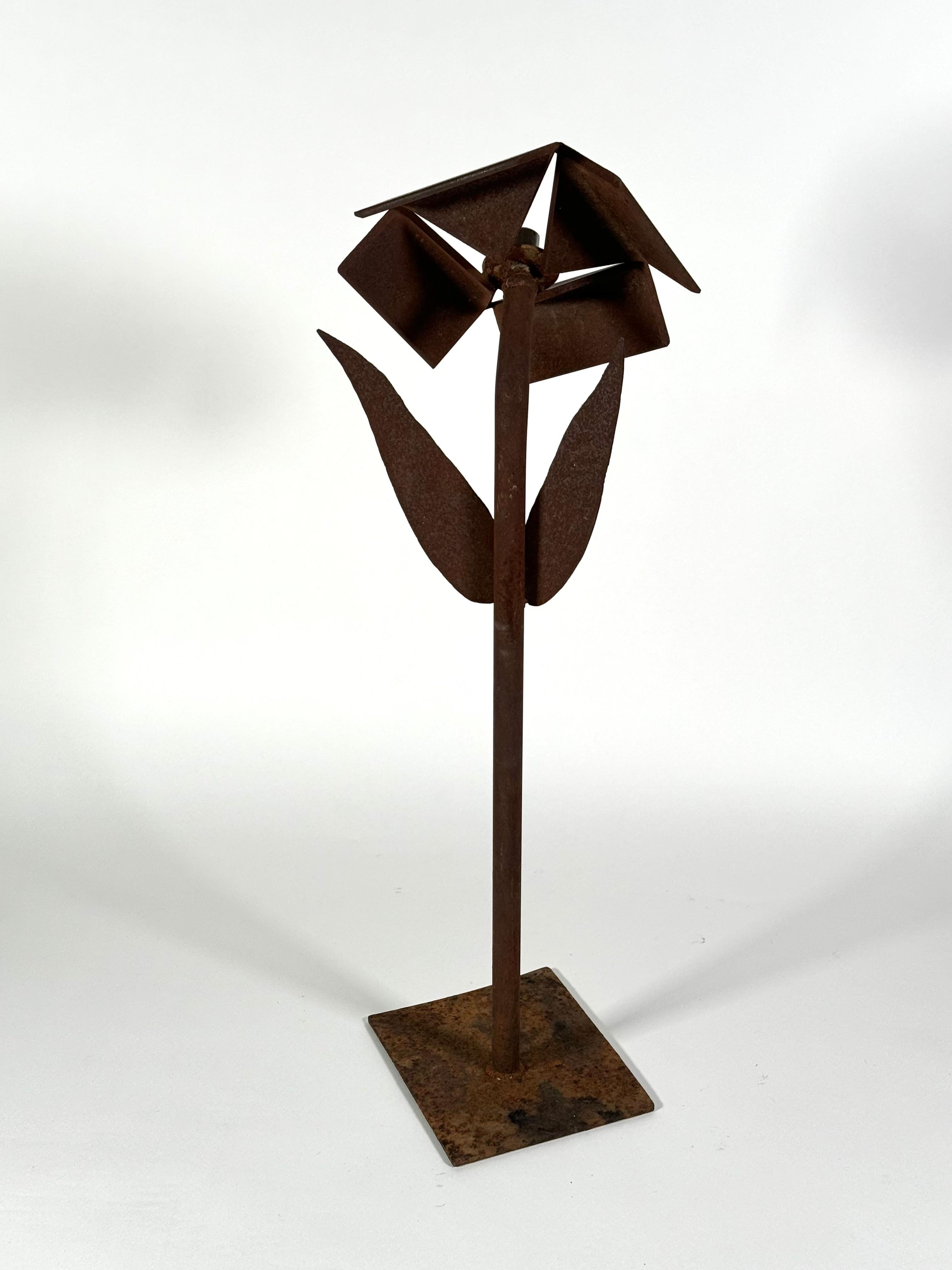 American 1960s Abstract Iron Flower Sculpture  For Sale