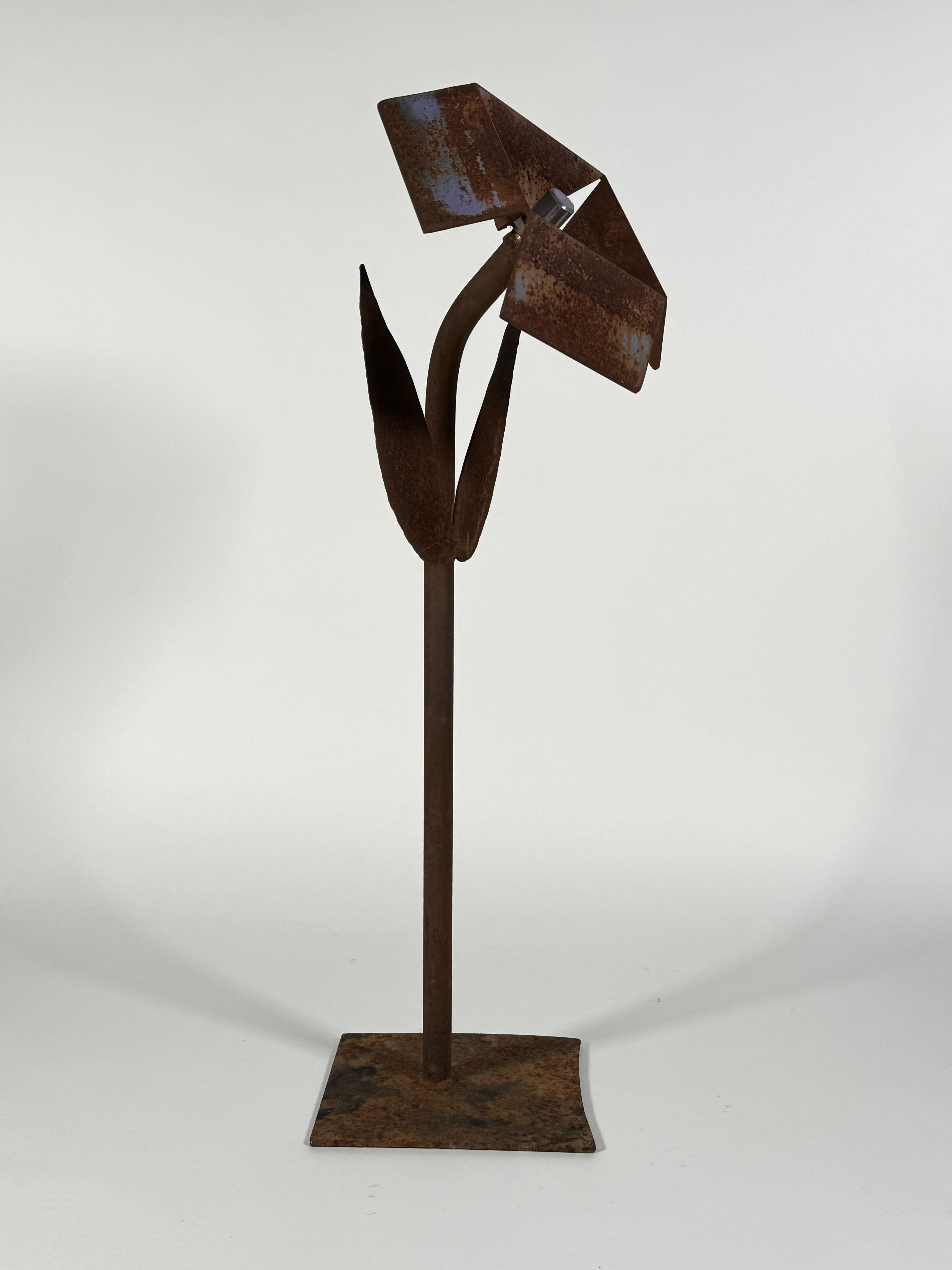 Welded 1960s Abstract Iron Flower Sculpture  For Sale