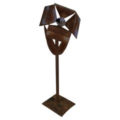 Vintage 1960s Abstract Iron Flower Sculpture 