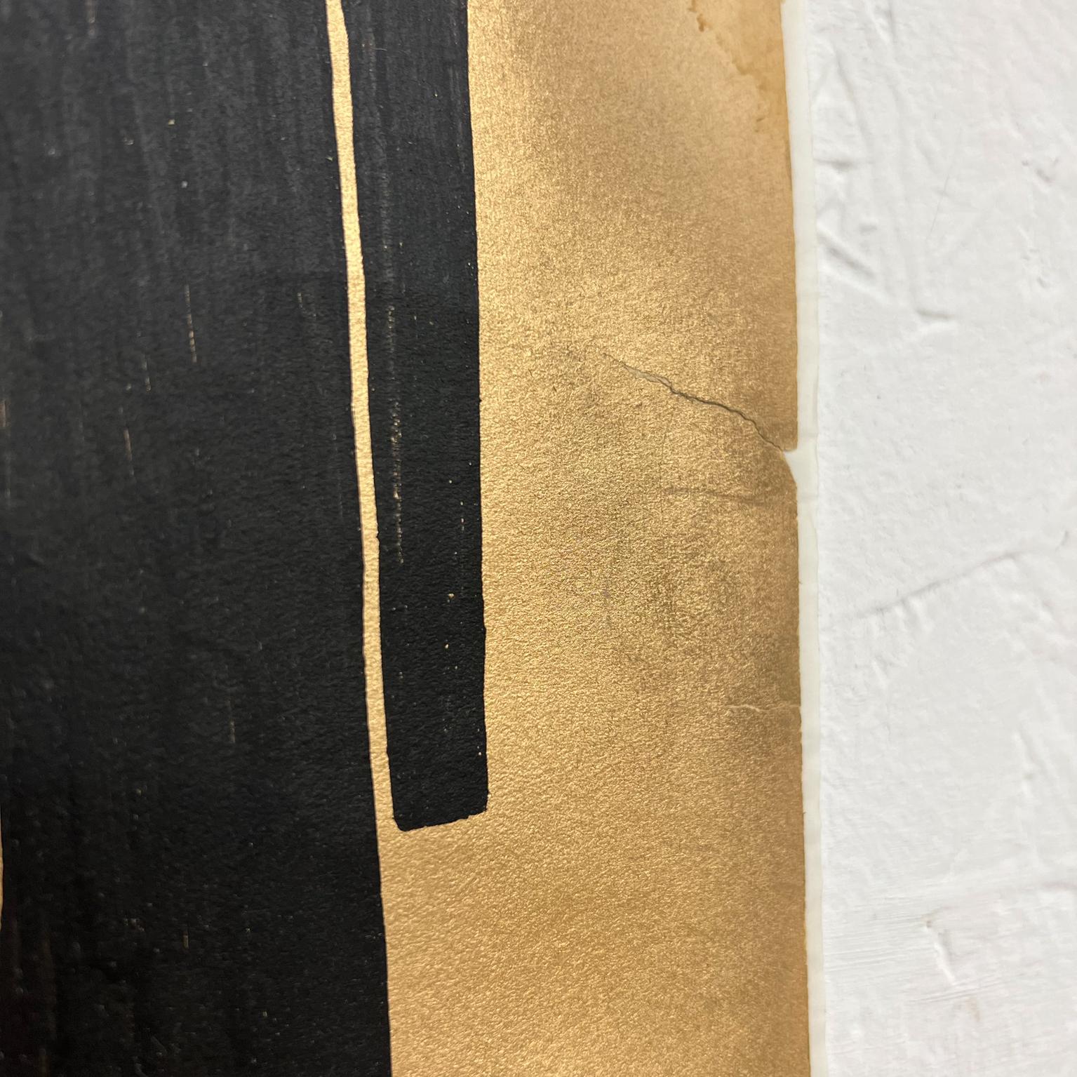 1960s Abstract Modernism Art Mexico Artist M. Goeritz Gold Gilt Paper Black Ink For Sale 3
