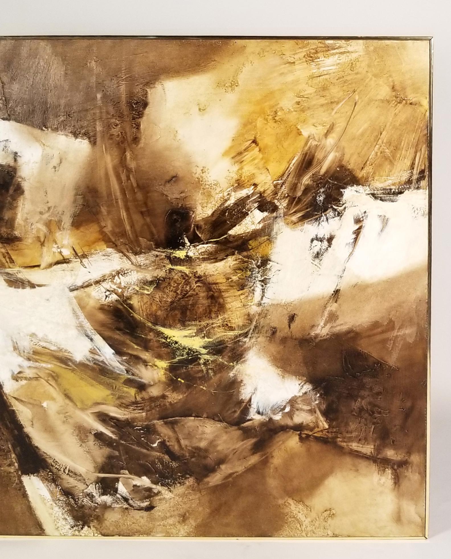 Mid-Century Modern 1960s Abstract Oil and Encaustic Painting on Board by TX Modernist Walter McCown For Sale