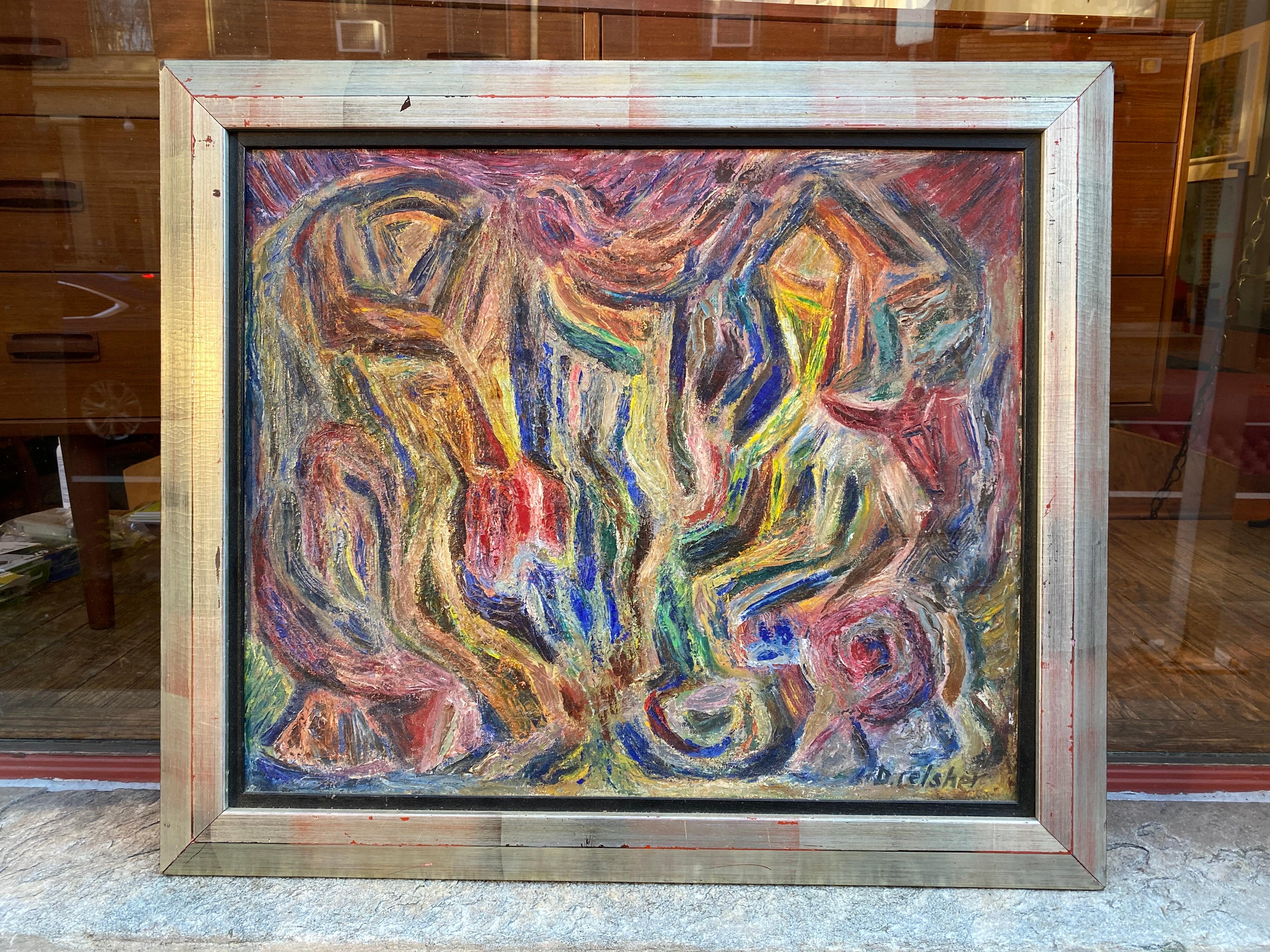 1960s Abstract Oil on Canvas In Good Condition In Philadelphia, PA