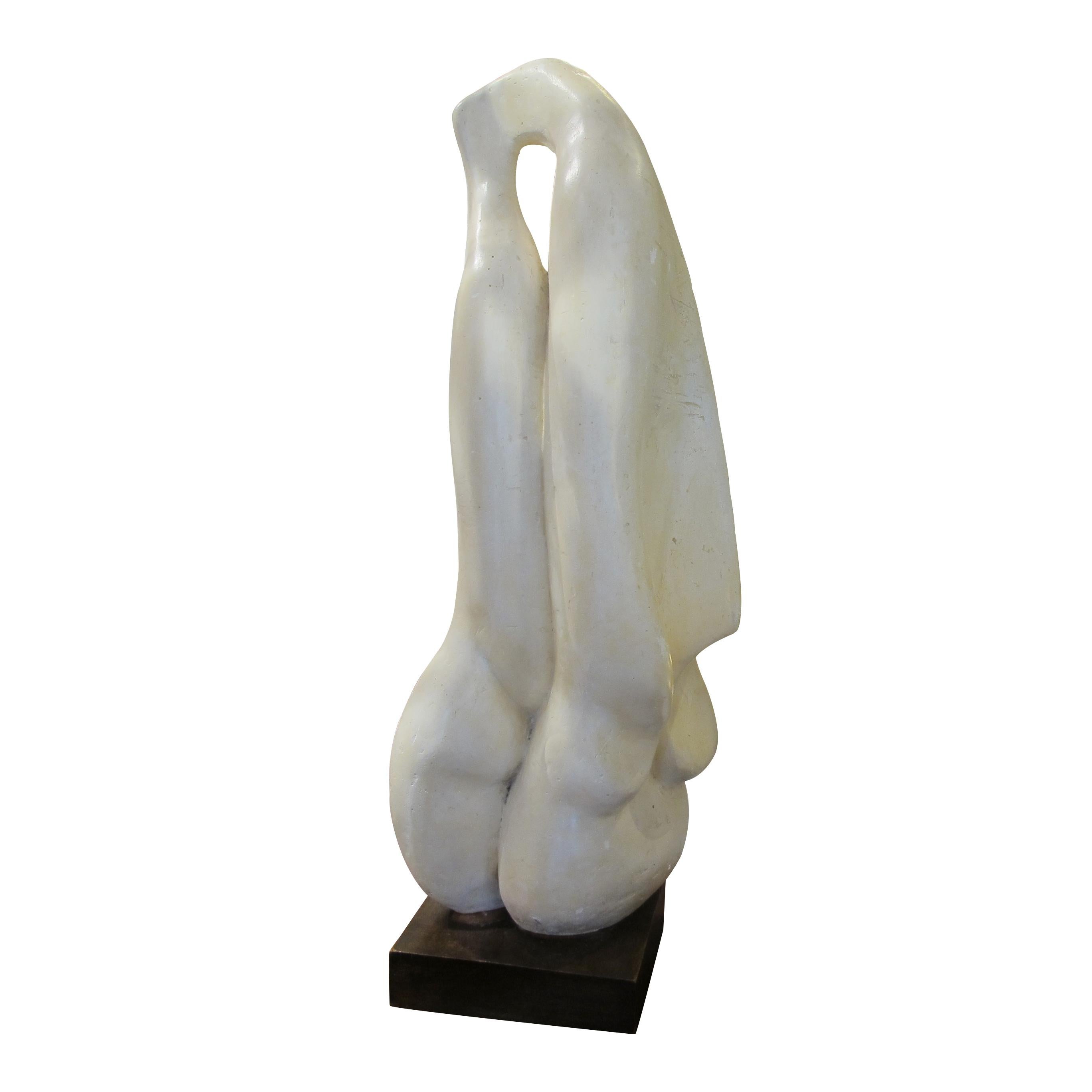 Mid-20th Century 1960s Abstract Plaster Sculpture of Embracing Lovers - French