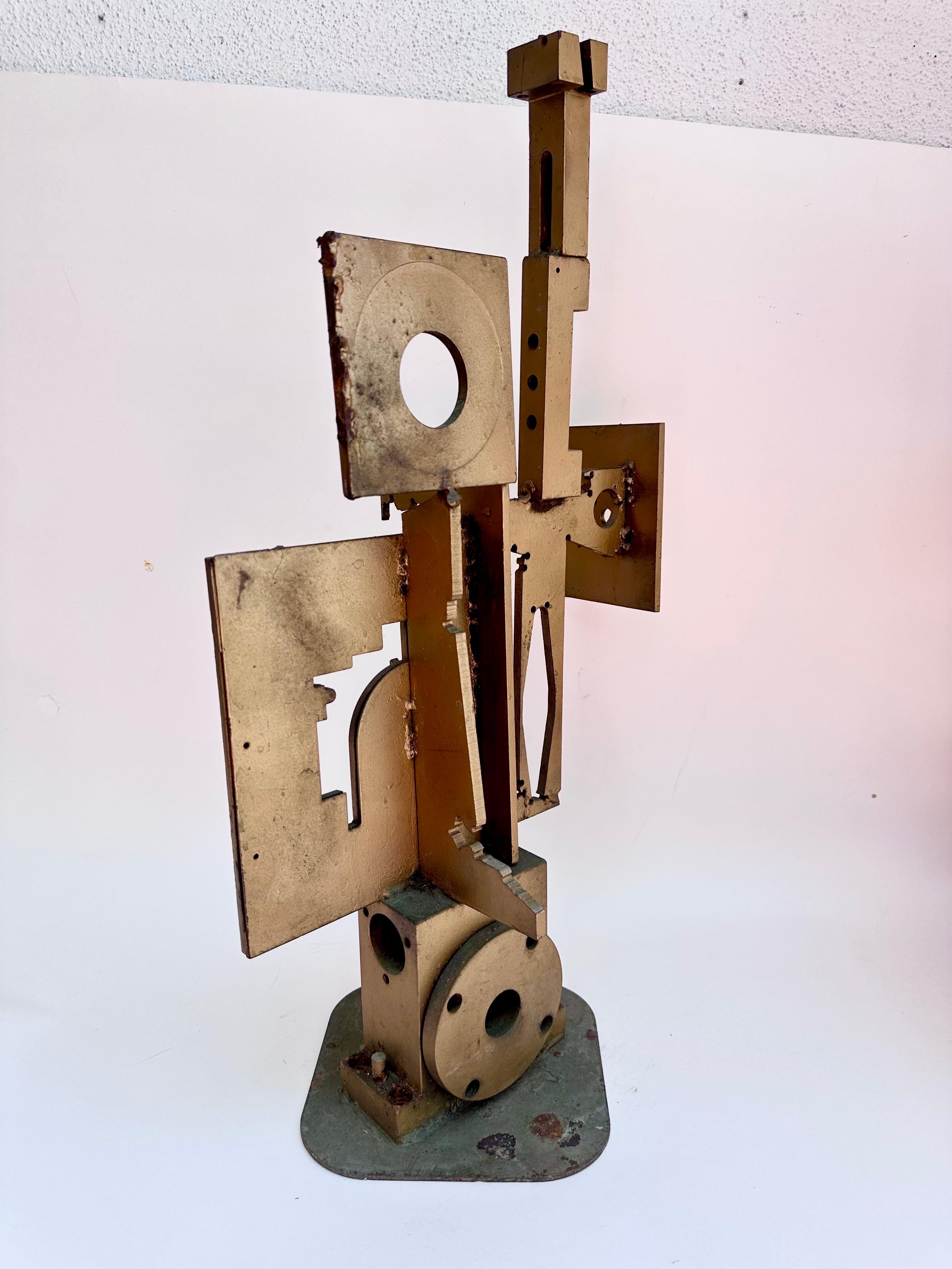 Mid-Century Modern 1960s Abstract Sculpture MCM Steel Brutalist Geometric Cubist Matthew Strumor For Sale