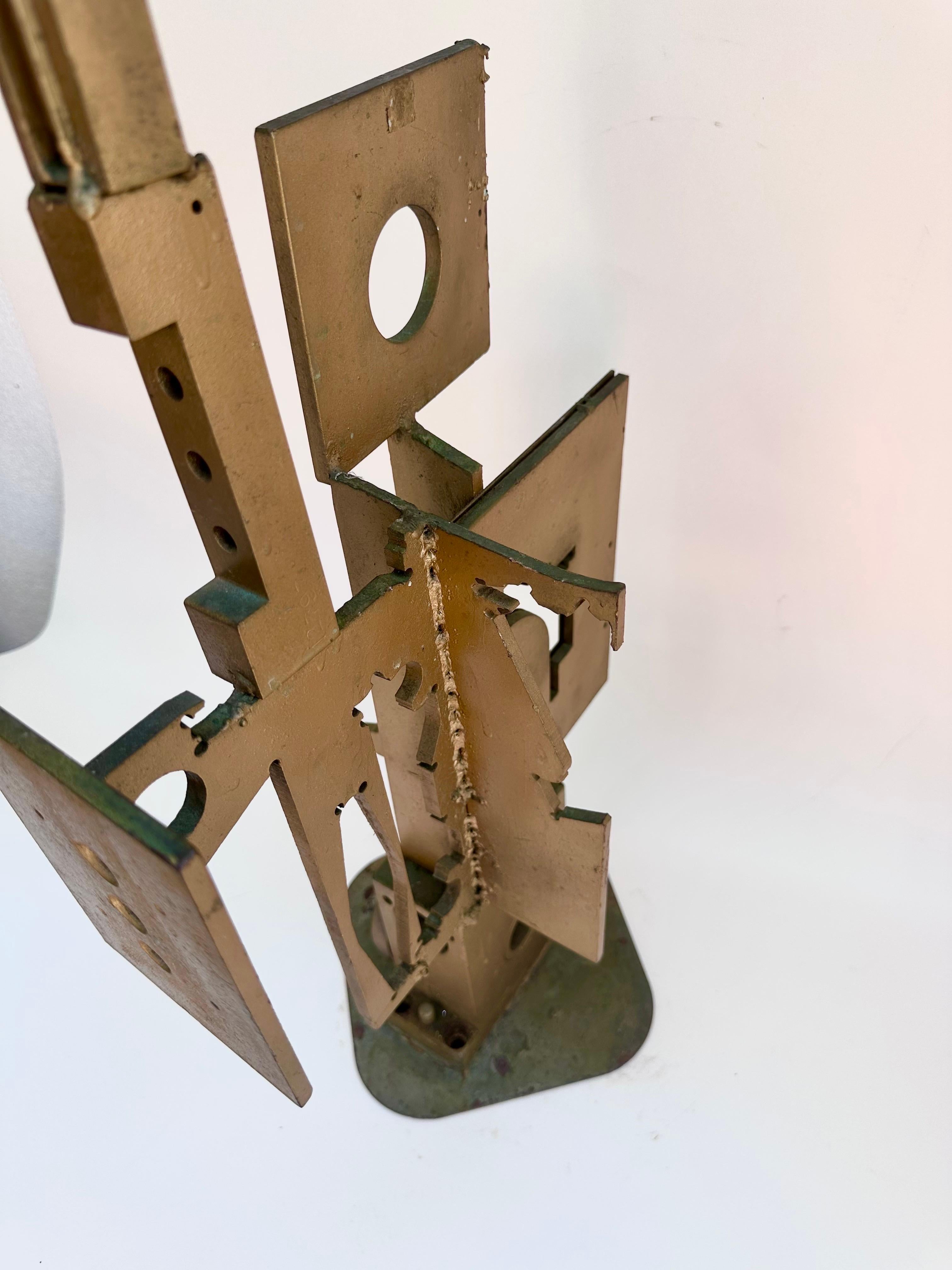 1960s Abstract Sculpture MCM Steel Brutalist Geometric Cubist Matthew Strumor In Good Condition For Sale In Lake Worth, FL