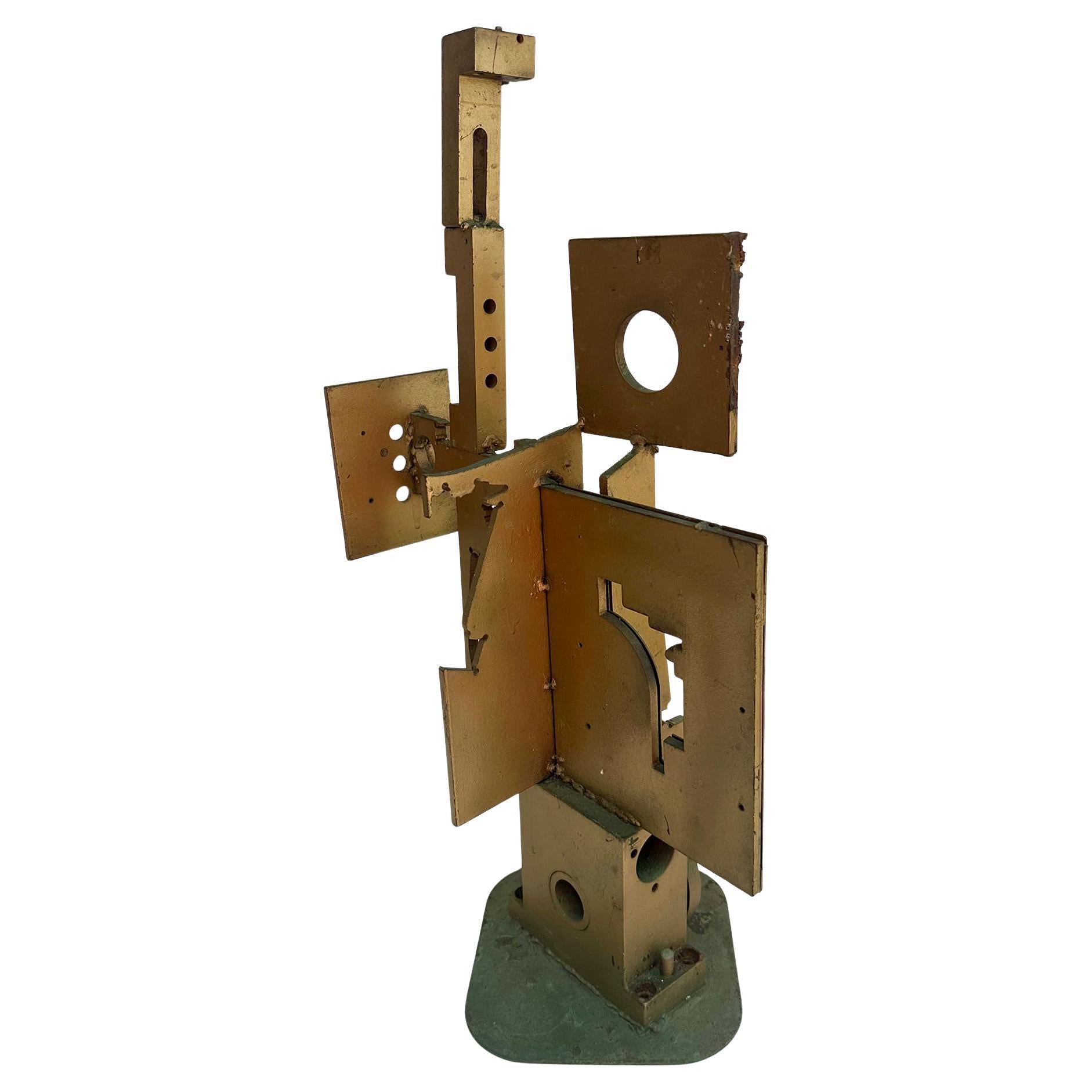1960s Abstract Sculpture MCM Steel Brutalist Geometric Cubist Matthew Strumor For Sale