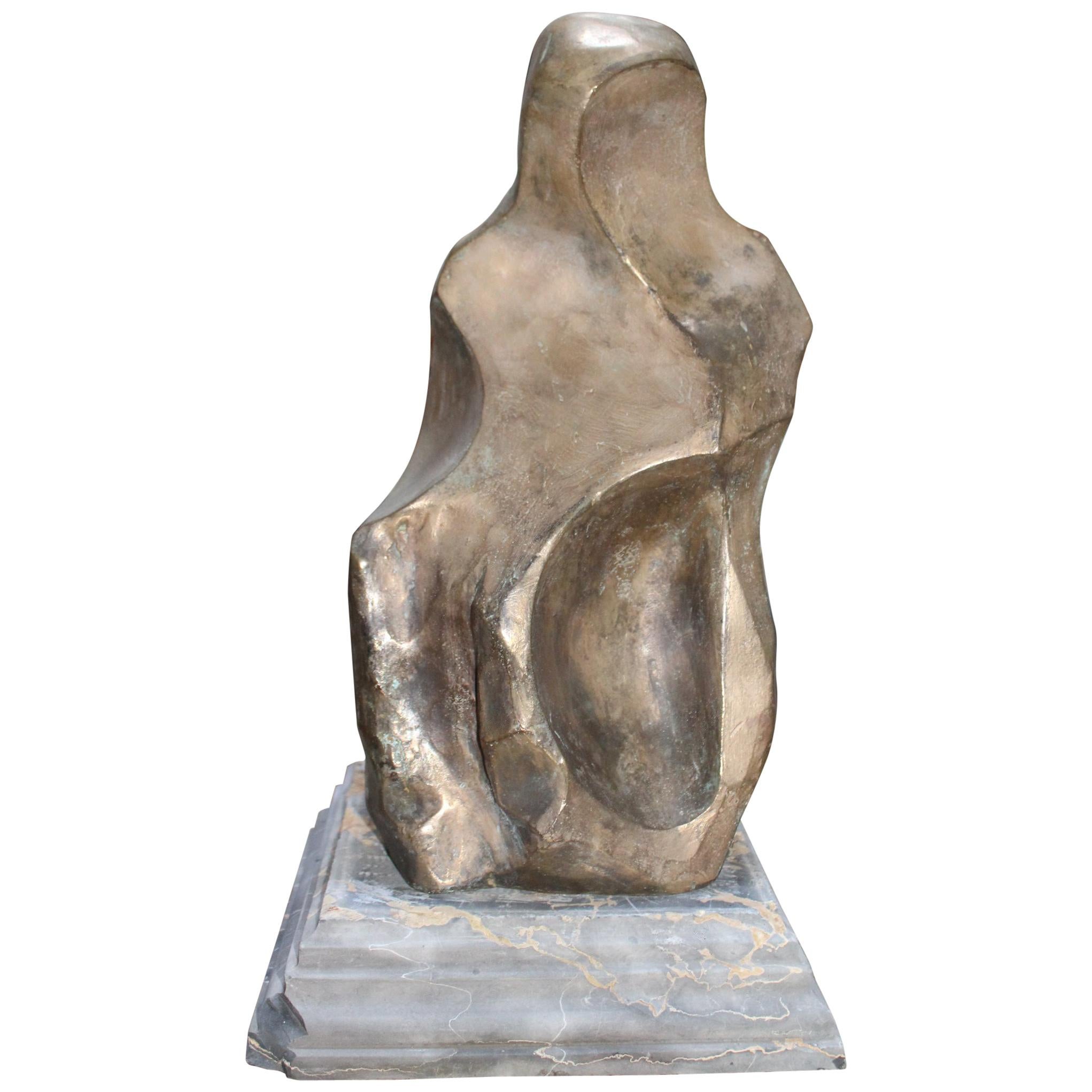 1960s Abstract Solid Bronze Sculpture by Ana María Nieves