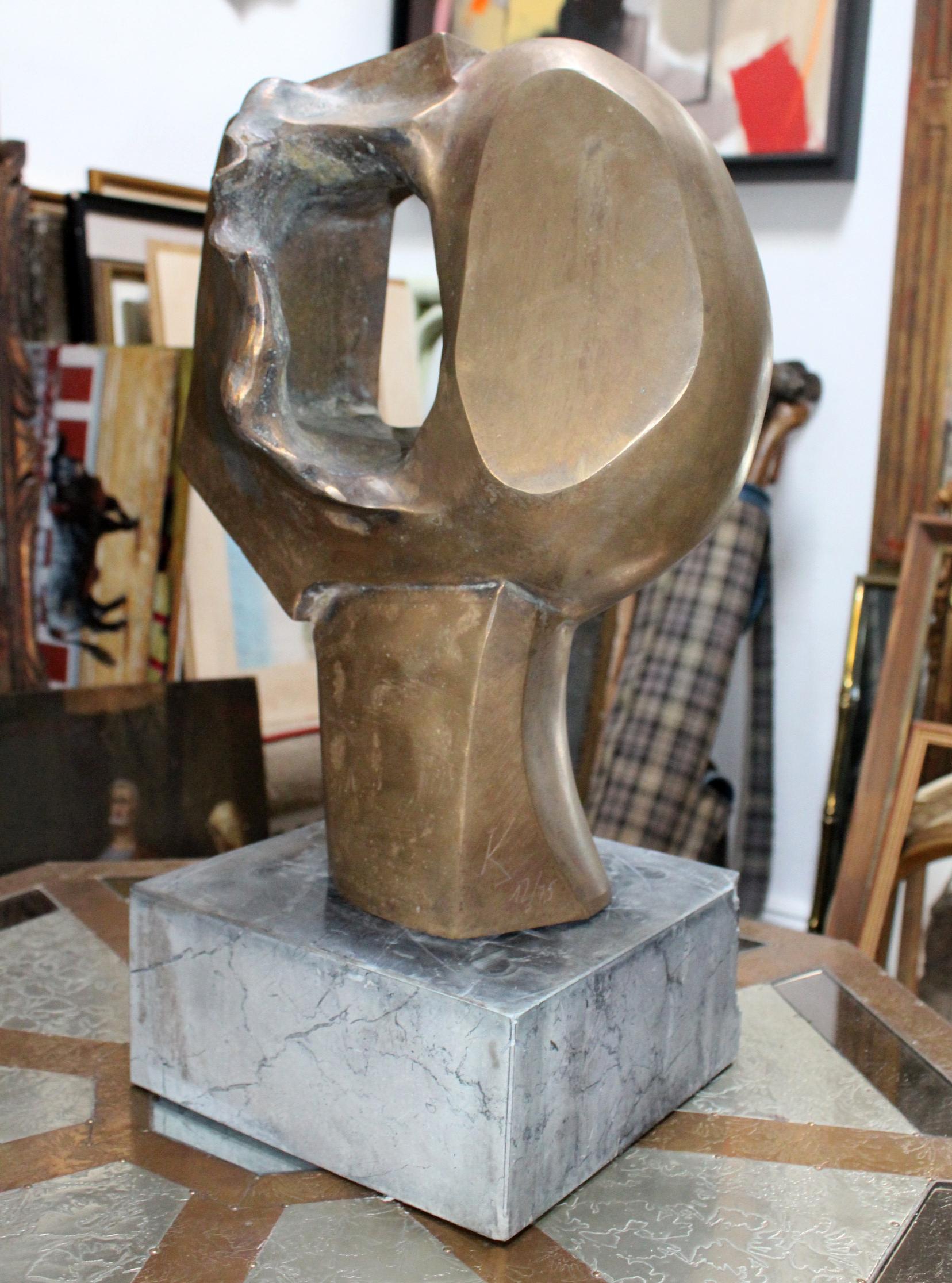 1960s abstract solid bronze sculpture signed 