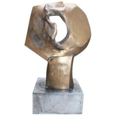 1960s Abstract Solid Bronze Sculpture Signed "K" Numbered 12 of 75