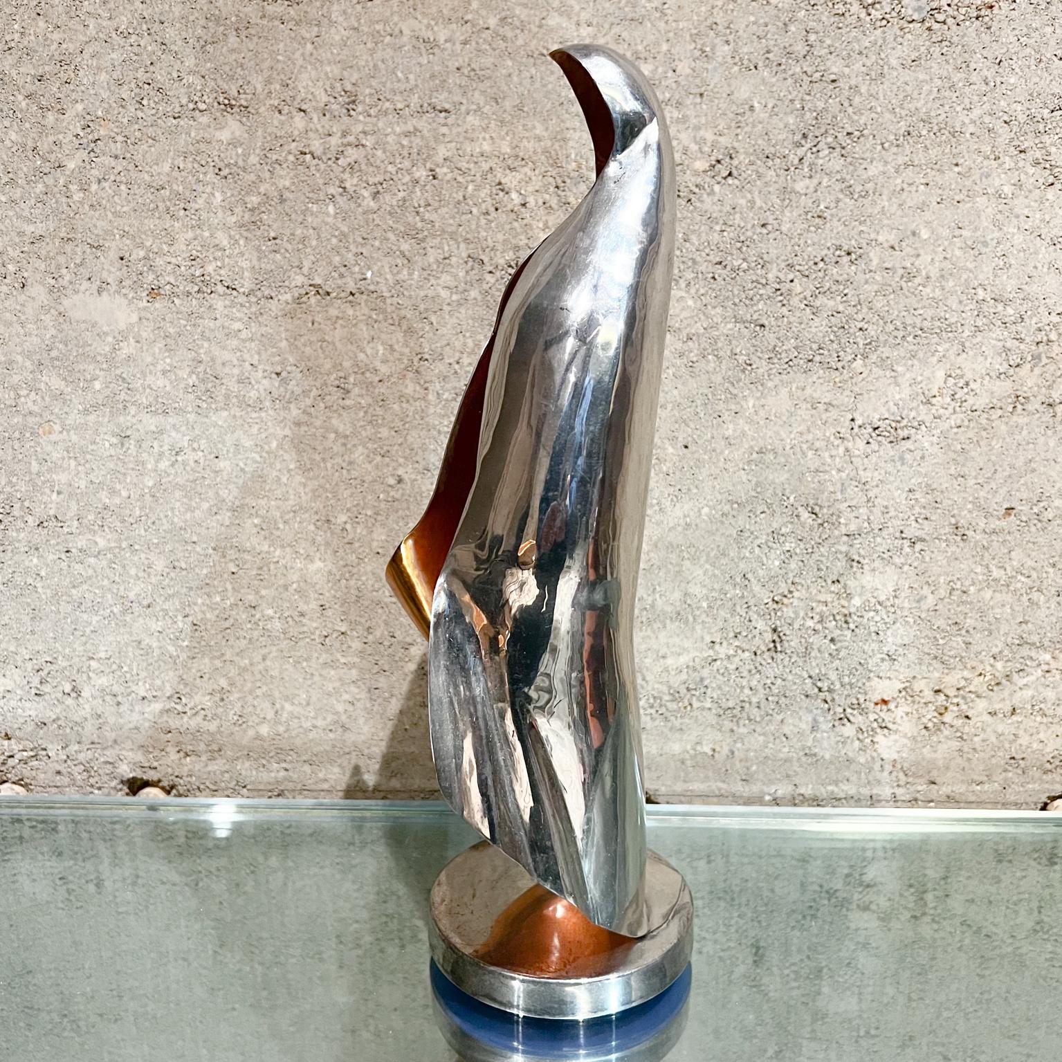 Mid-Century Modern 1960s Abstract Virgin Mary Sculpture Silverplate and Copper Los Castillo Taxco