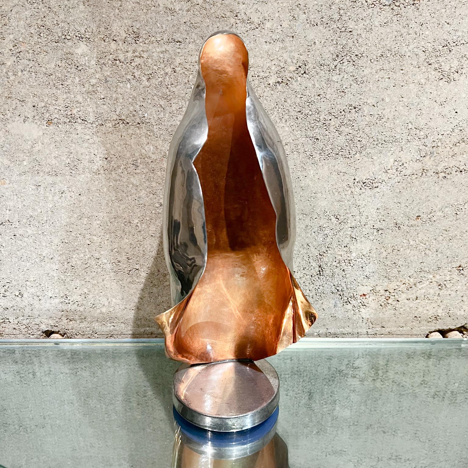 Silver Plate 1960s Abstract Virgin Mary Sculpture Silverplate and Copper Los Castillo Taxco