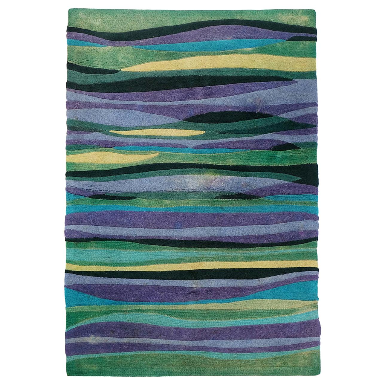 1960s Abstract Wave Rug by V'Soske Wall Art Decoration