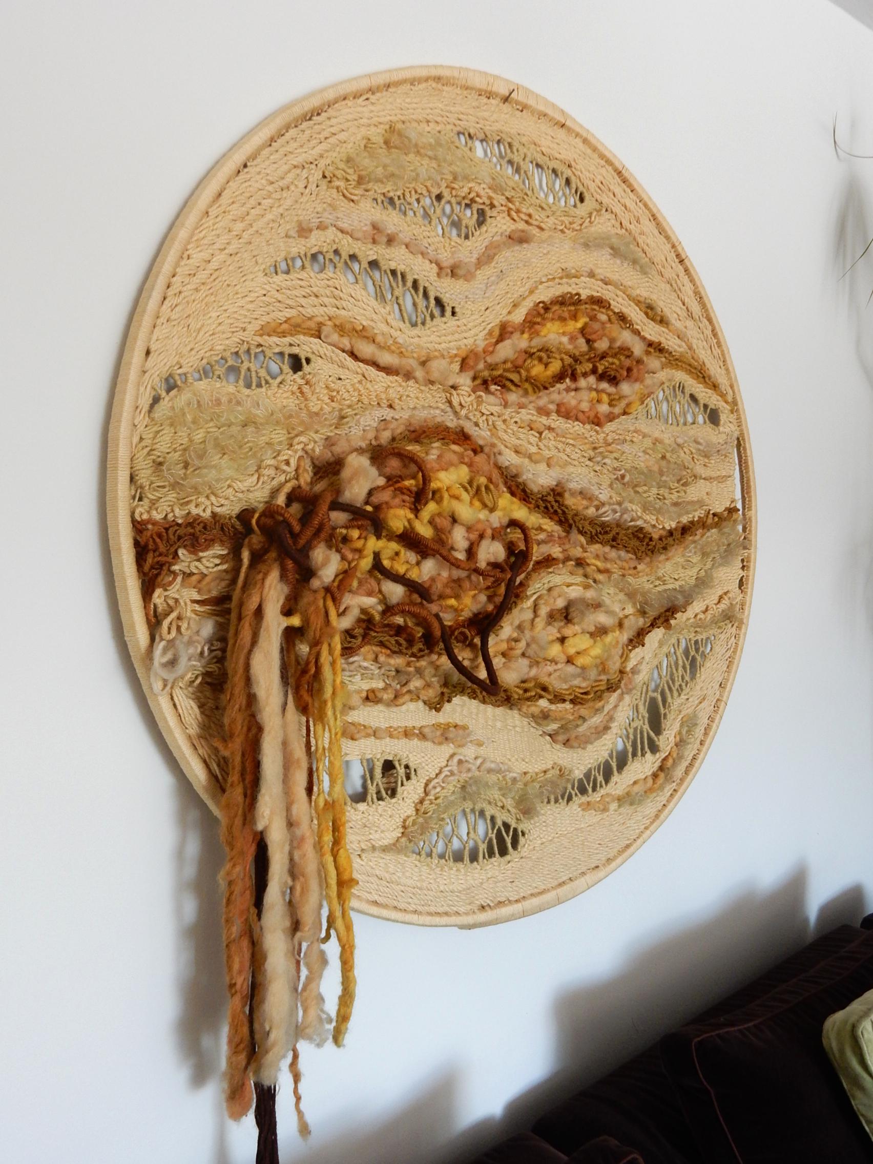 Mid-Century Modern 1960s Abstract Wool Textile Wall Art Sculpture