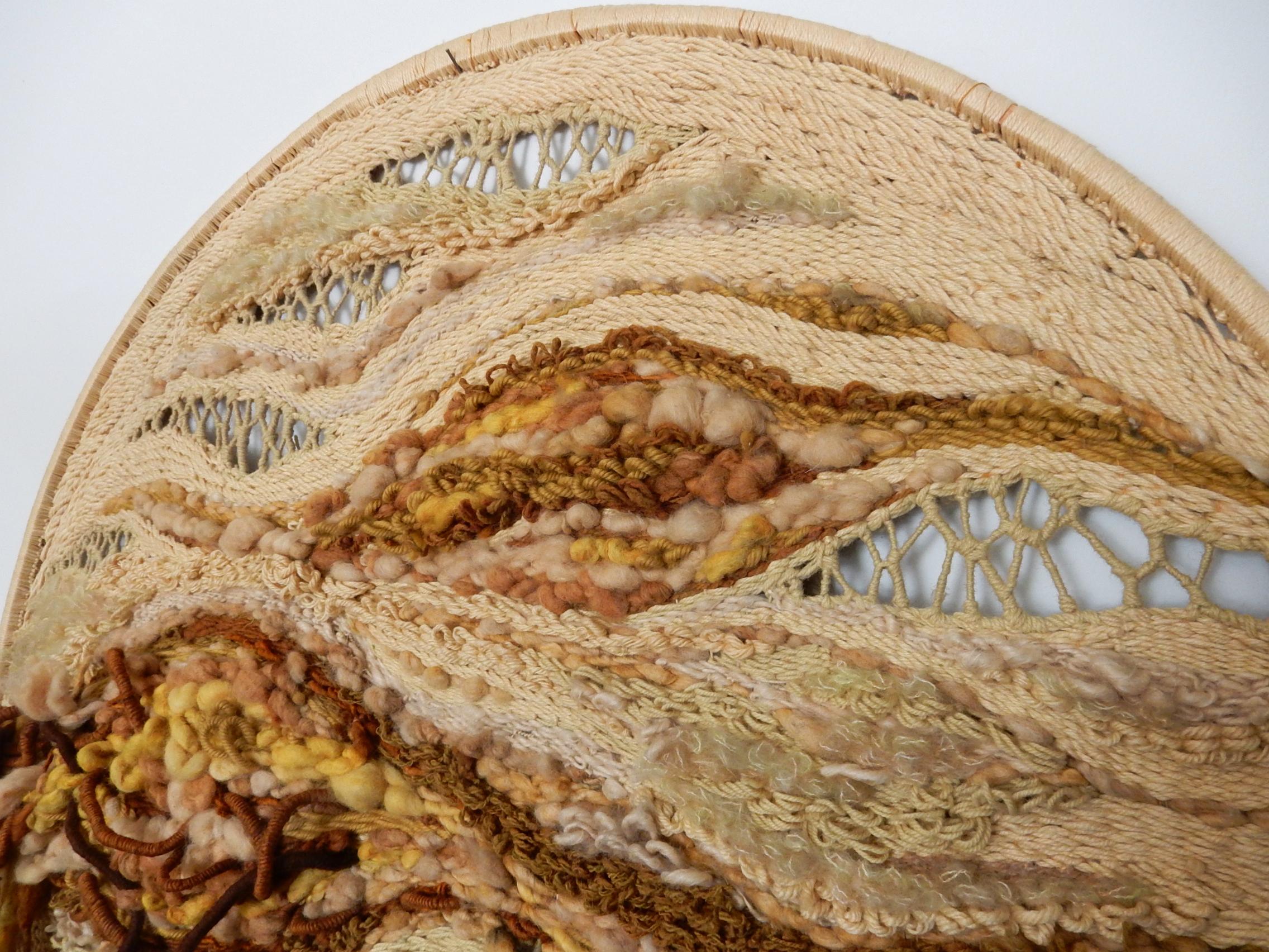 Hand-Woven 1960s Abstract Wool Textile Wall Art Sculpture