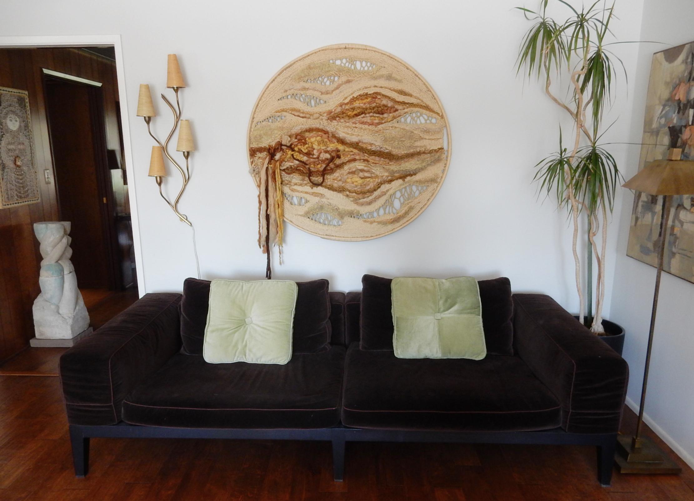 1960s Abstract Wool Textile Wall Art Sculpture 1
