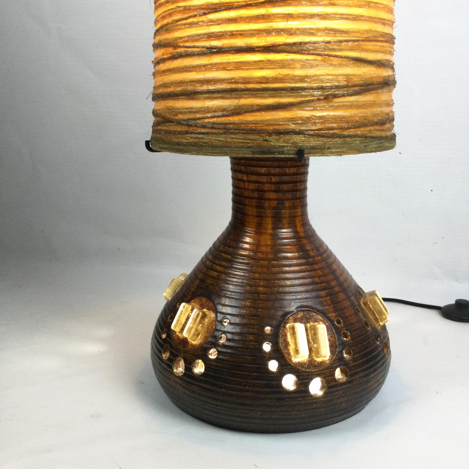 Bohemian Ceramic and Resin Floor Lamp by Accolay France 1960s For Sale