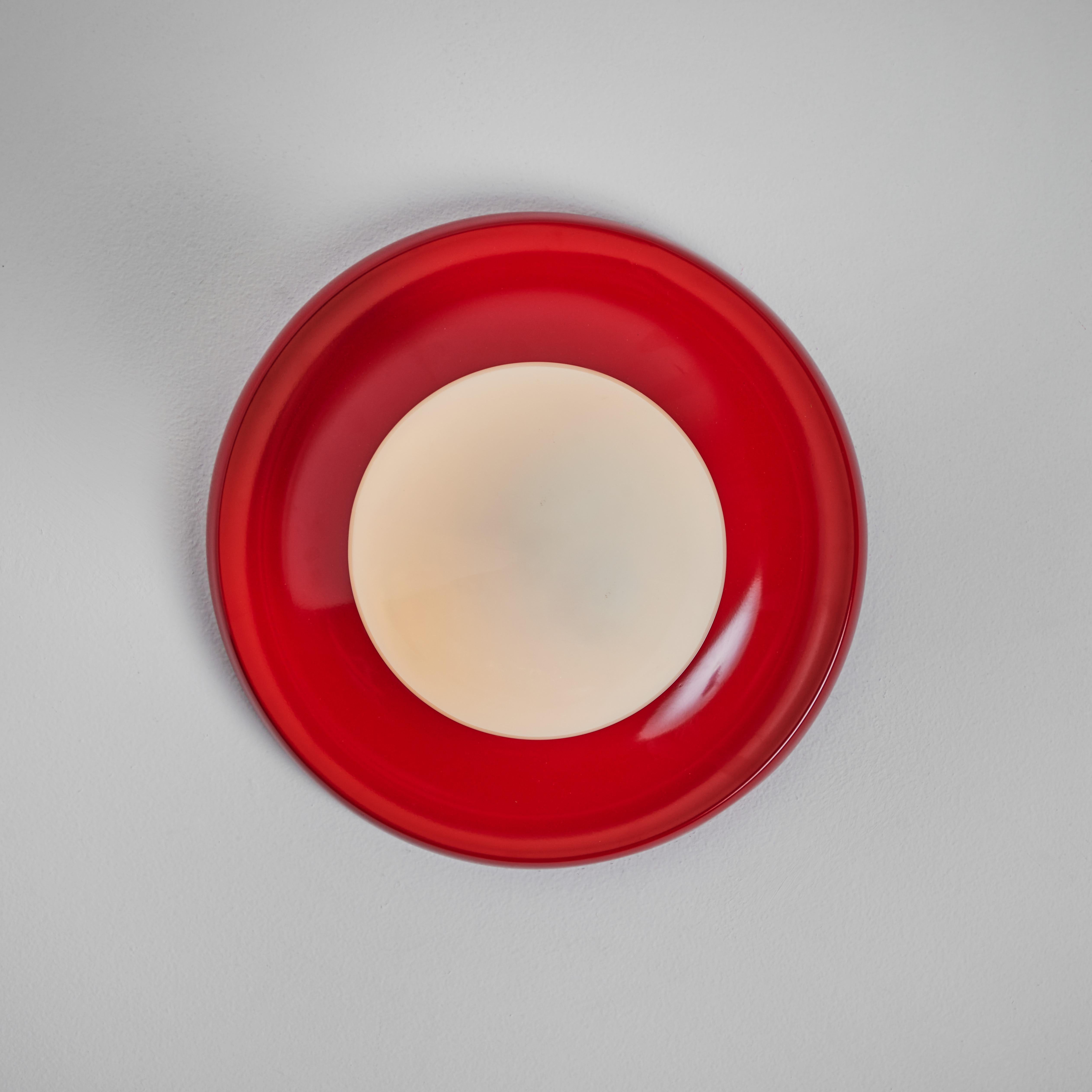 Metal 1960s, Achille Castiglioni 'Light Ball' Wall or Ceiling Lamp in Red for Flos