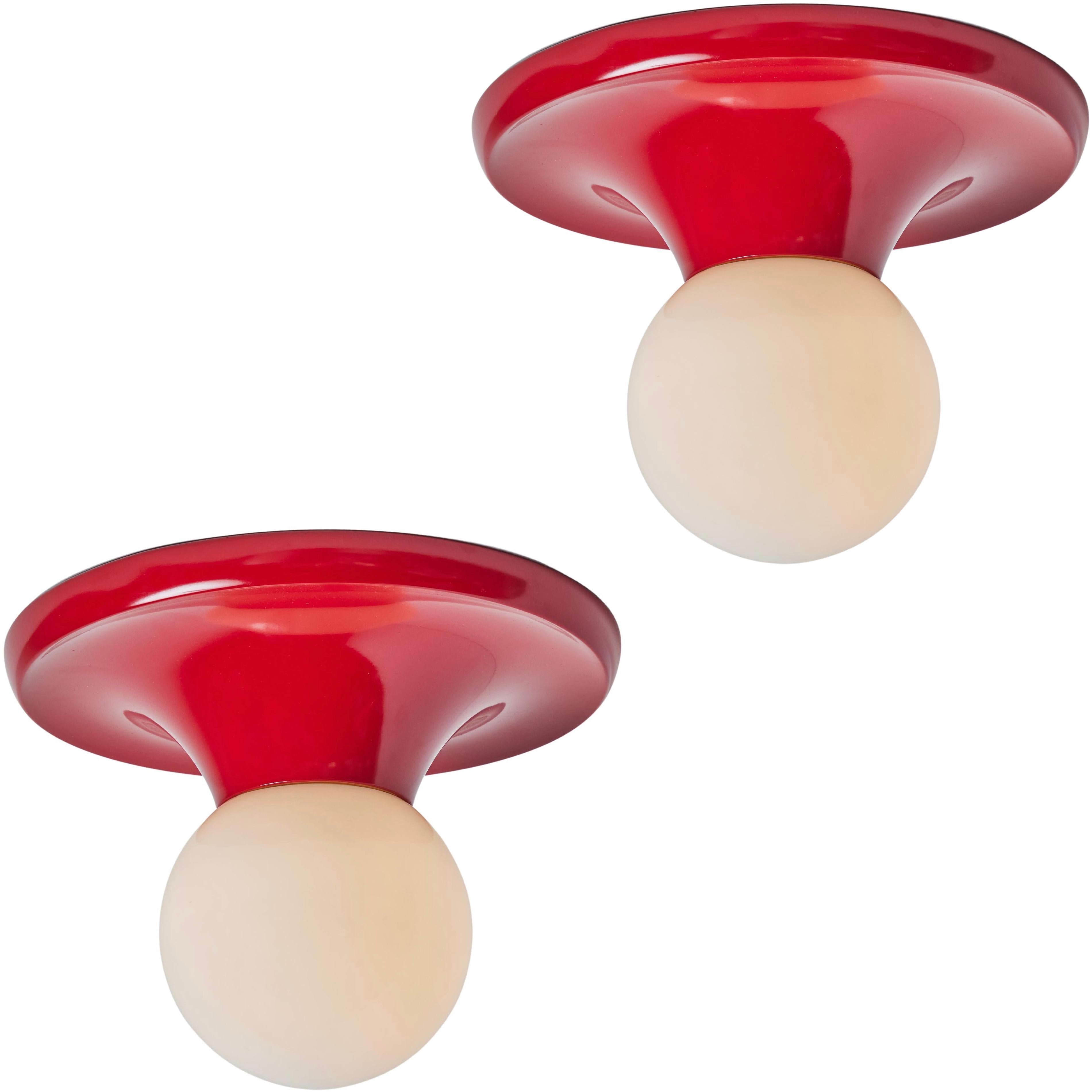 1960s, Achille Castiglioni 'Light Ball' Wall or Ceiling Lamp in Red for  Flos For Sale at 1stDibs