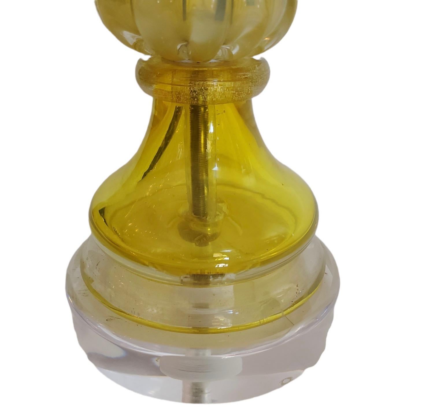 Mid-Century Modern 1960s, Acid Yellow Murano Lamp For Sale