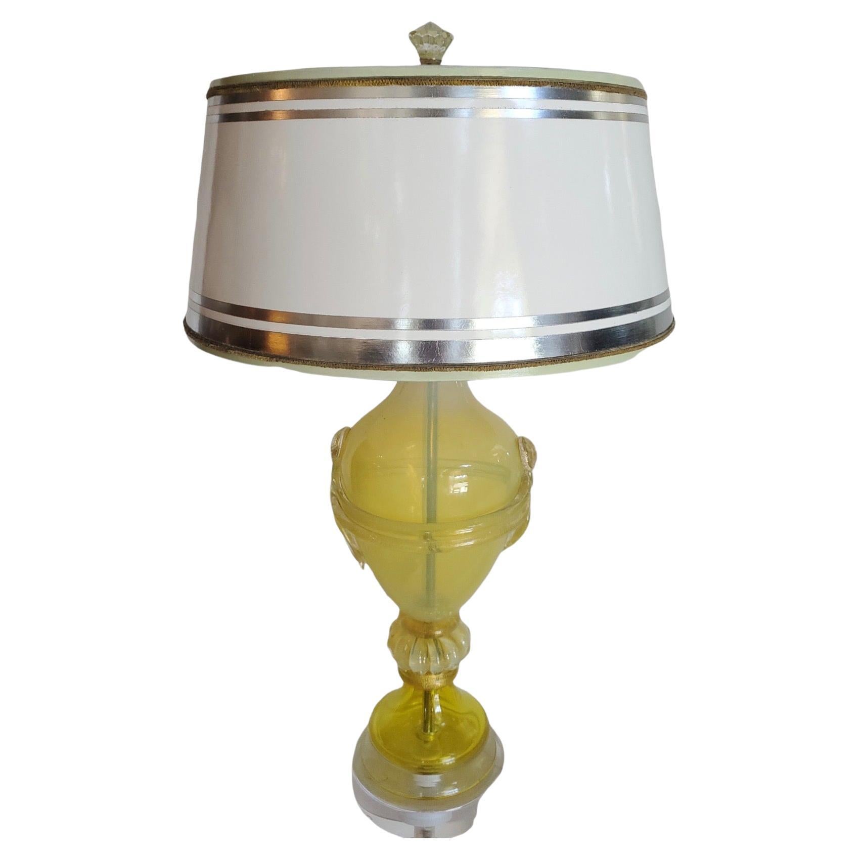 1960s, Acid Yellow Murano Lamp For Sale