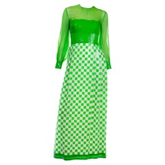 1960's Adele Simpson Vintage Green Dress w Sequins Deadstock New w Original Tags