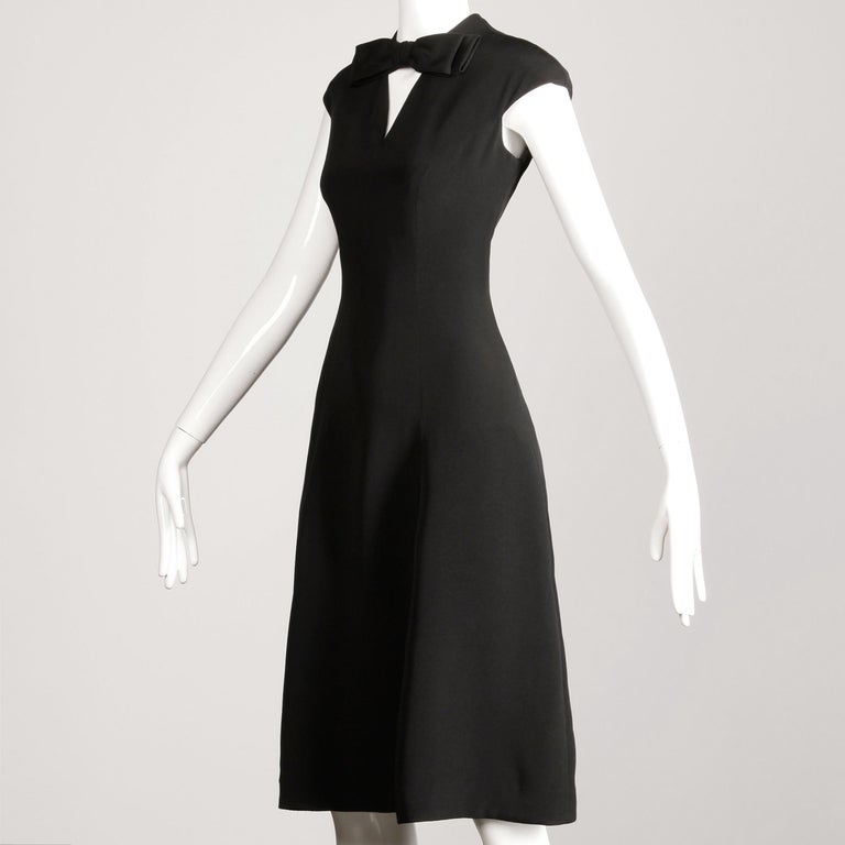 Adele Simpson Little Black Dress with Keyhole Bust & Satin Bow